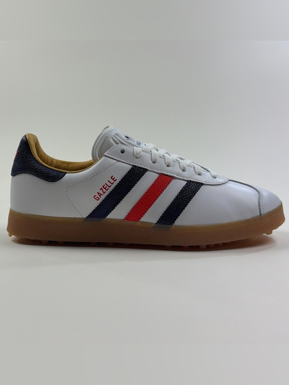 Adidas Gazelle Golf White Blue Red Leather Mens 10 Golf Shoes Spikeless JP7705